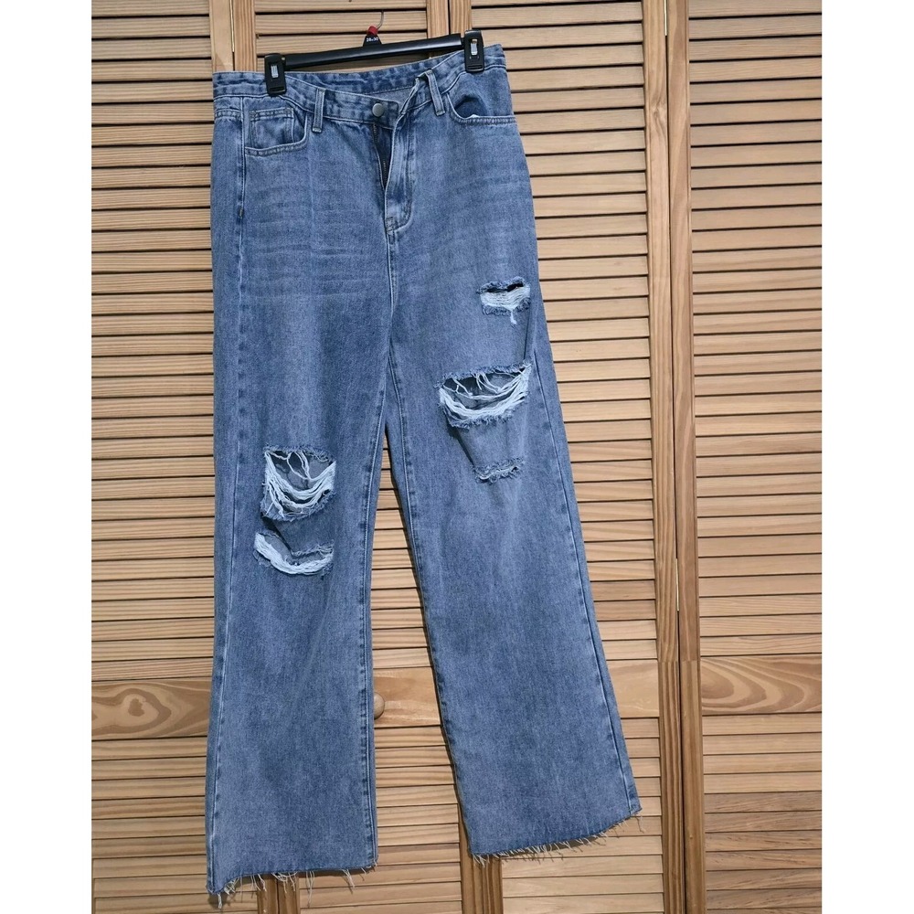 Cider Jeans Womens L Wide Leg Distressed Denim NEW With Tags. C-39